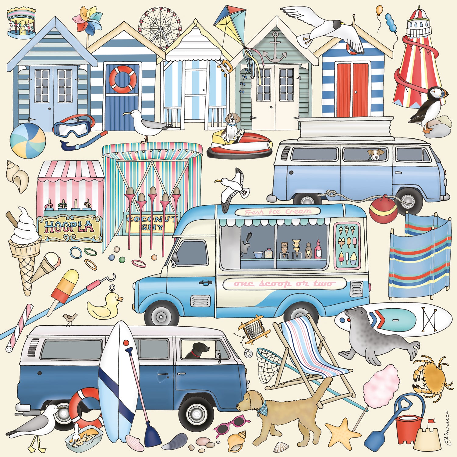 Hobbies - Seaside Campers Wooden Jigsaw Puzzle