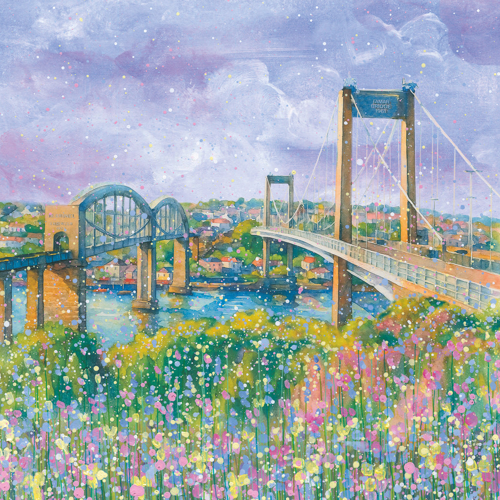 Tamar & Brunel Railway Bridges Wooden Jigsaw Puzzle By Emily Ward