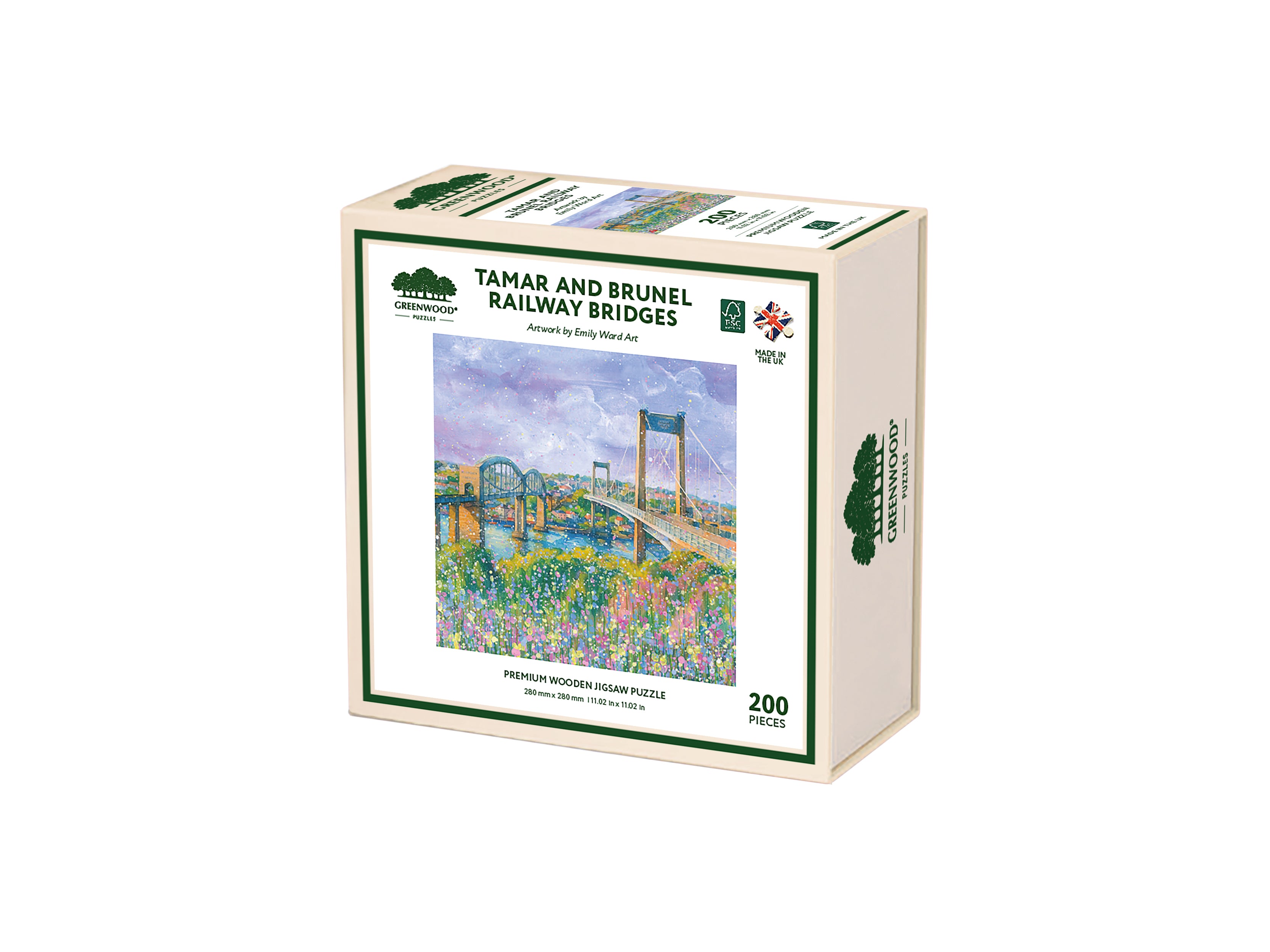 Tamar & Brunel Railway Bridges Wooden Jigsaw Puzzle By Emily Ward
