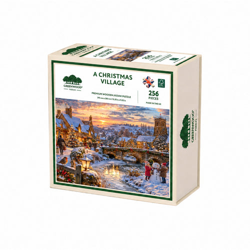 A Christmas Village wooden jigsaw puzzle artwork