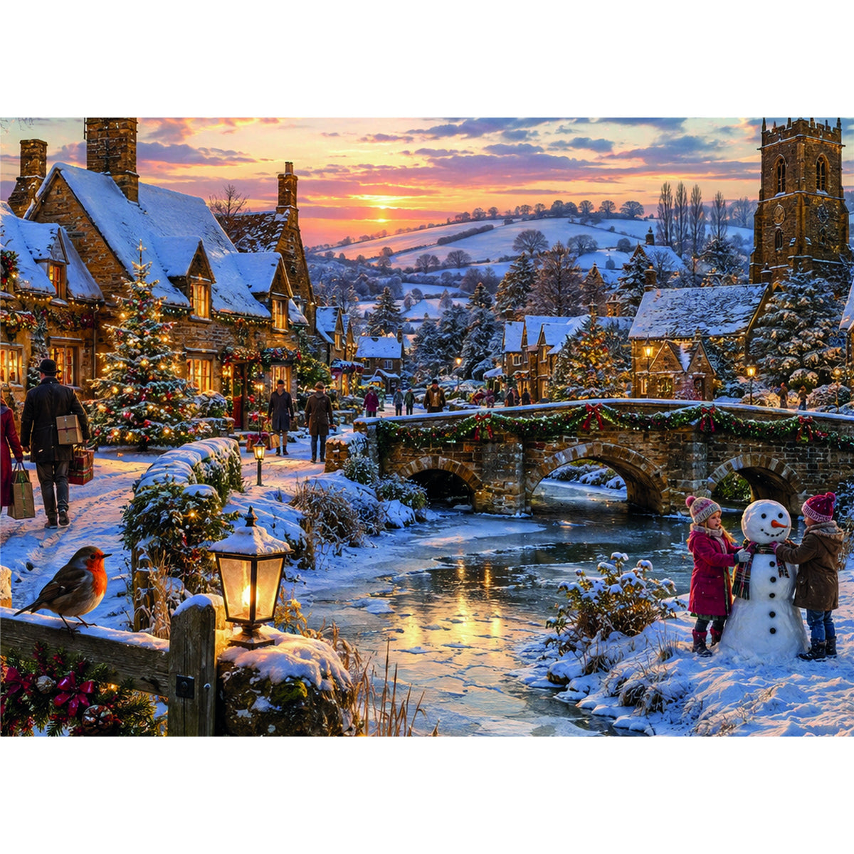 A Christmas Village Wooden Jigsaw Puzzle