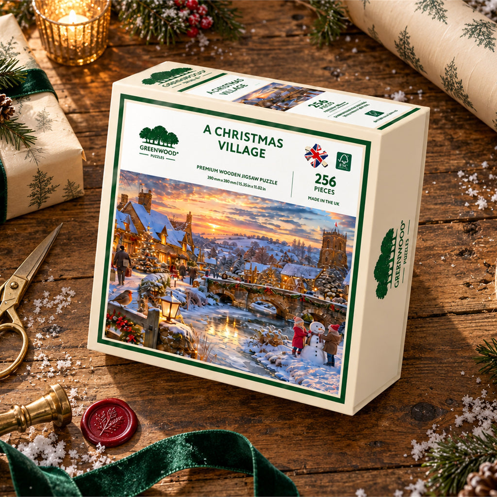 A Christmas Village Wooden Jigsaw Puzzle