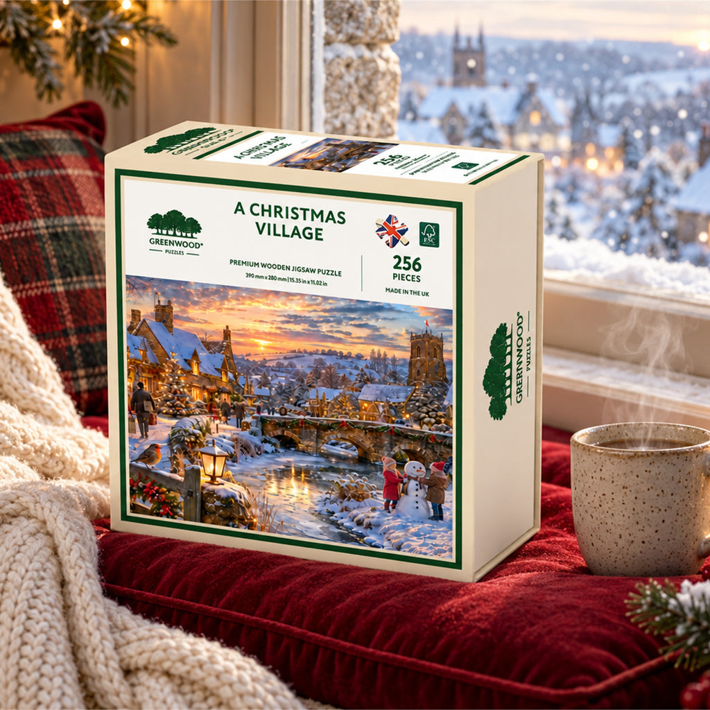 A Christmas Village Wooden Jigsaw Puzzle