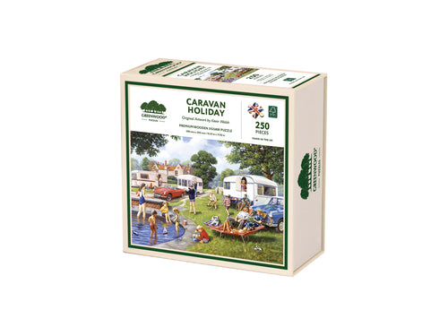 Caravan Holiday wooden jigsaw puzzle artwork by Kevin Walsh