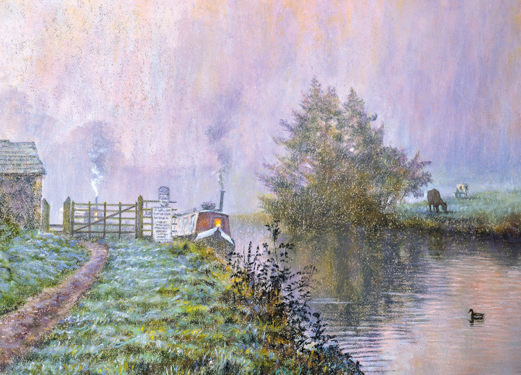 Barges On The Canal Wooden Jigsaw Puzzle