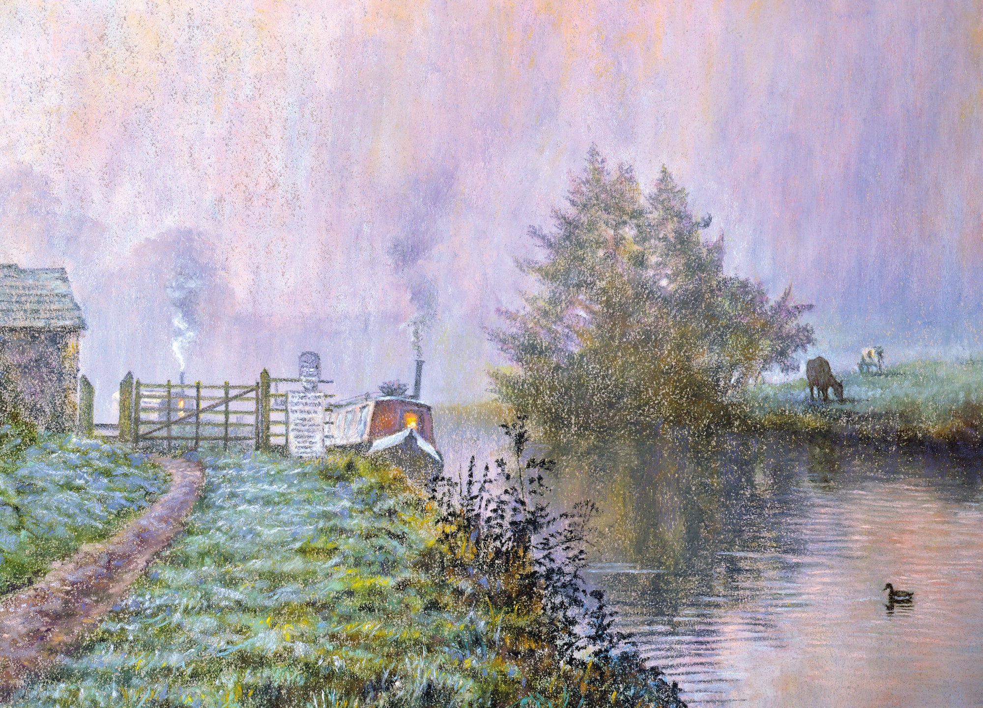 Barges On The Canal Wooden Jigsaw Puzzle