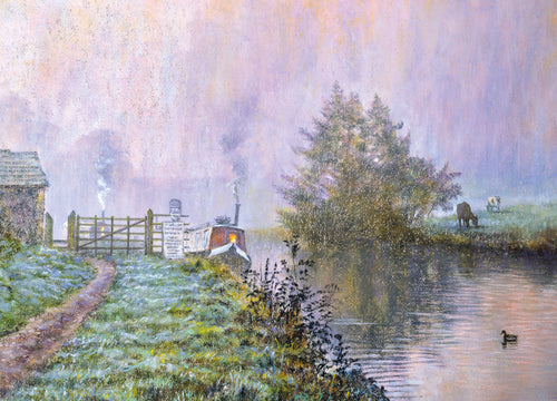 Barges On The Canal Wooden Jigsaw Puzzle
