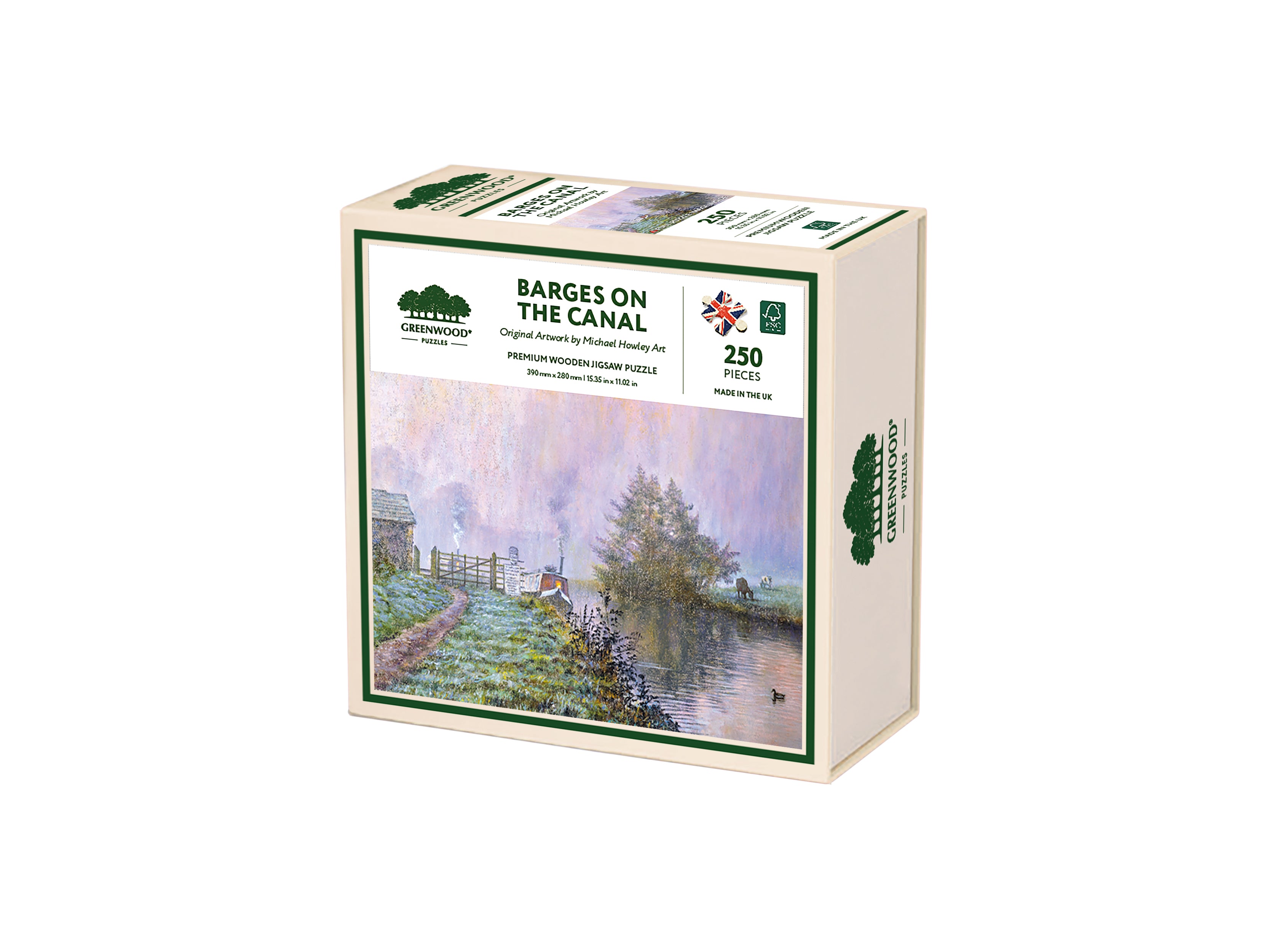 Barges On The Canal Wooden Jigsaw Puzzle