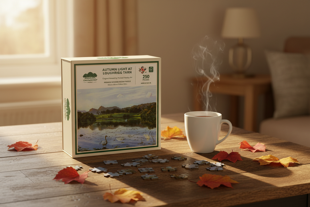 Autumn Light At Loughrigg Tarn Wooden Jigsaw Puzzle