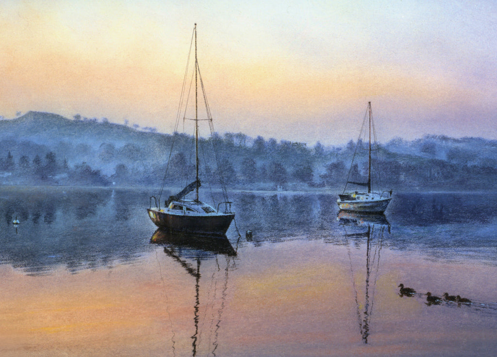 Boats At Dawn On Windermere Wooden Jigsaw Puzzle