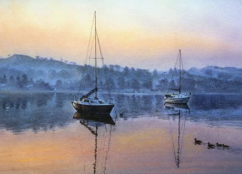 Boats At Dawn On Windermere Wooden Jigsaw Puzzle