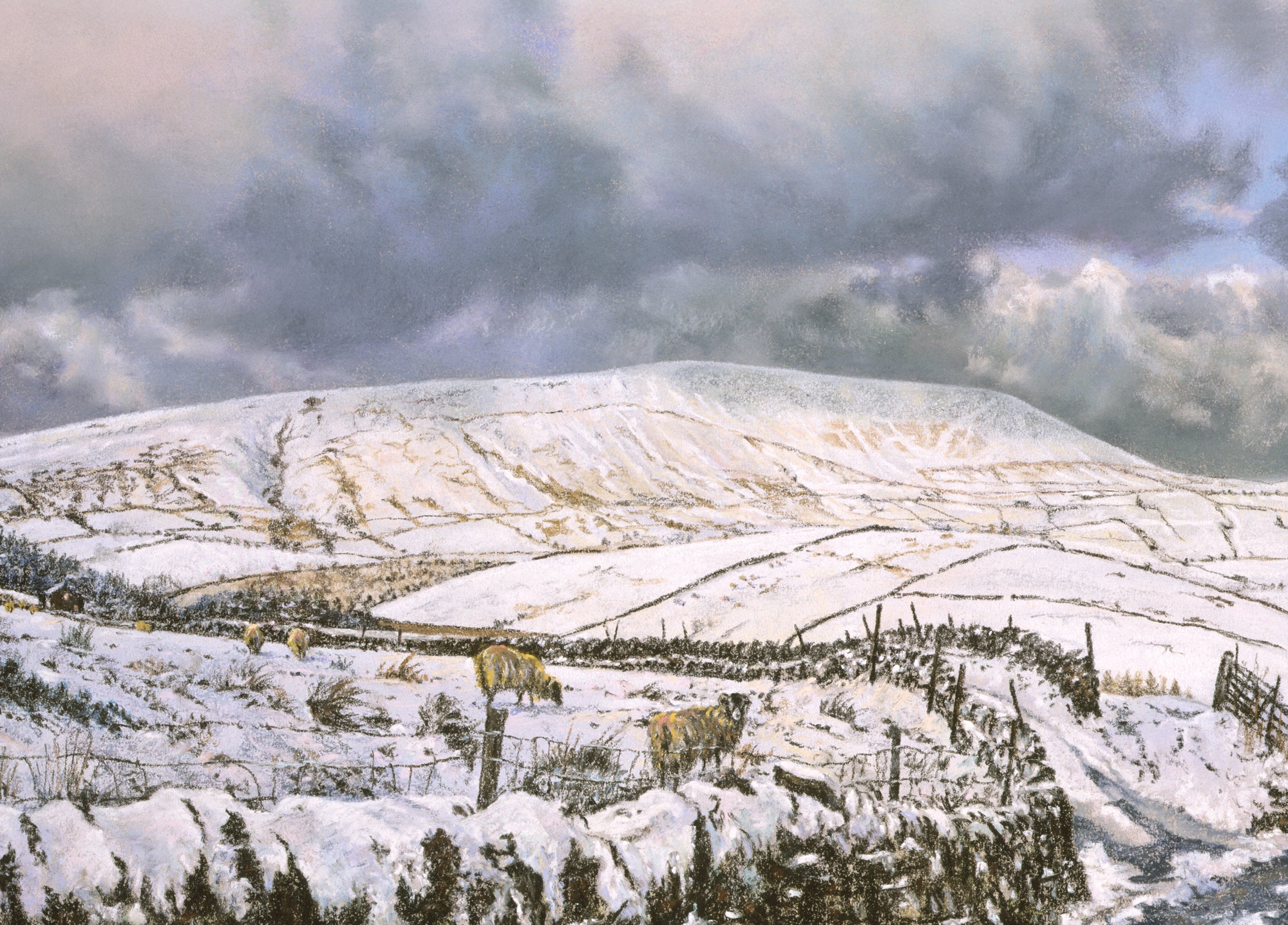 Pendle Hill In Winter Wooden Jigsaw Puzzle