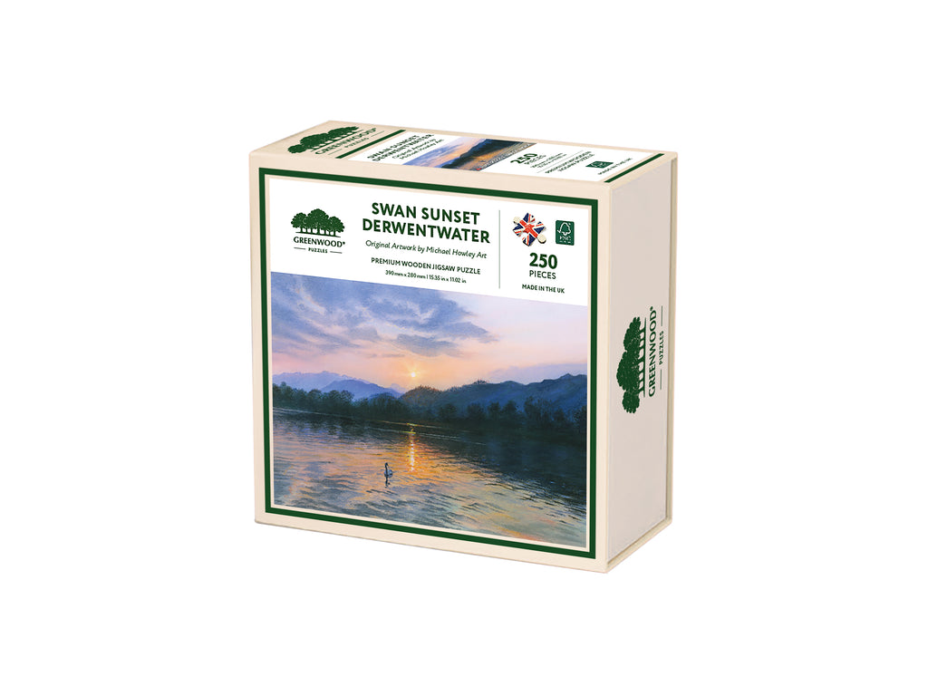 Swan Sunset Derwentwater Wooden Jigsaw Puzzle