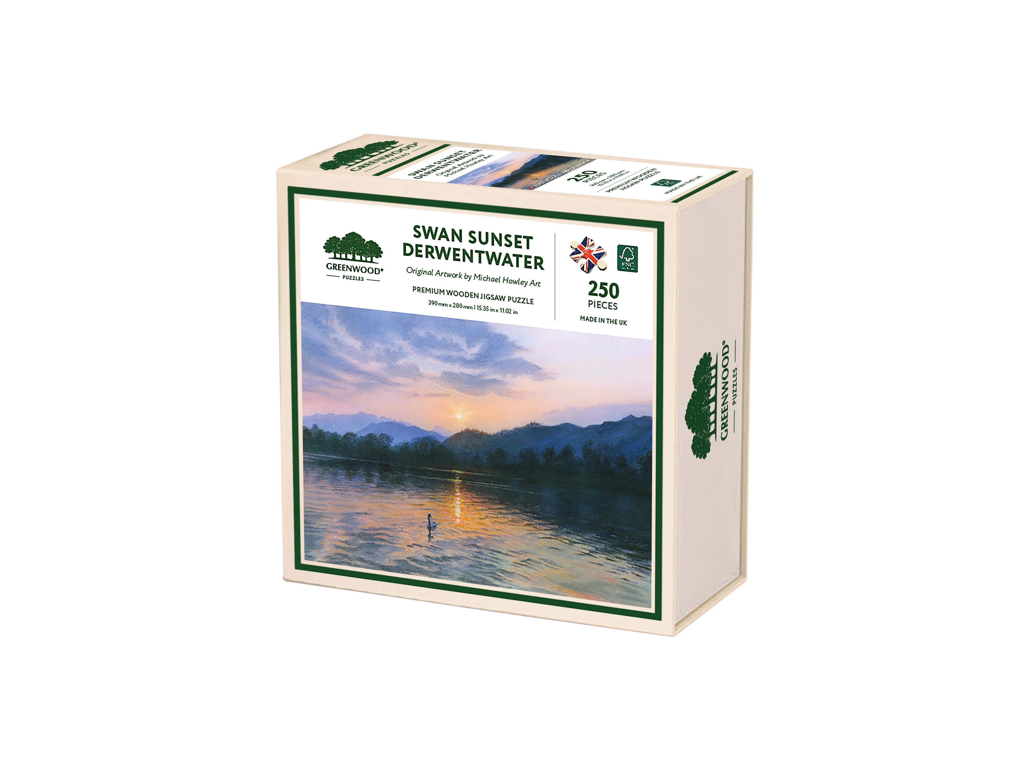 Swan Sunset Derwentwater Wooden Jigsaw Puzzle