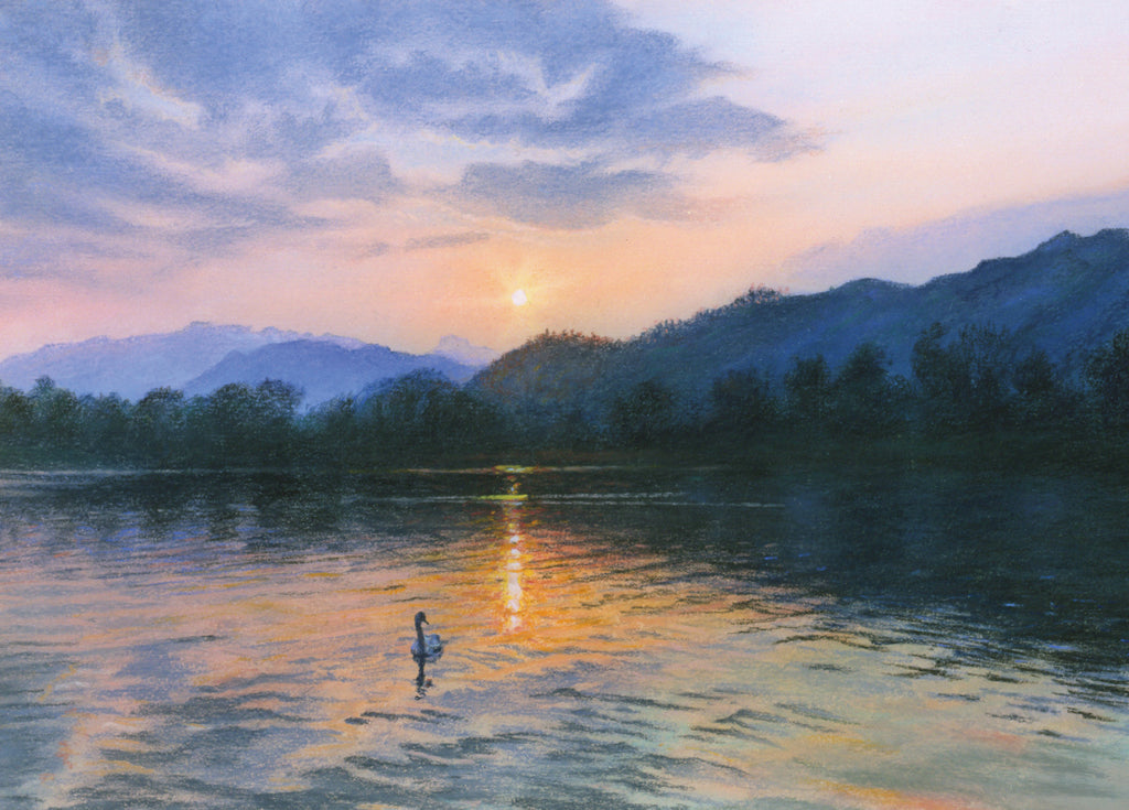Swan Sunset Derwentwater Wooden Jigsaw Puzzle